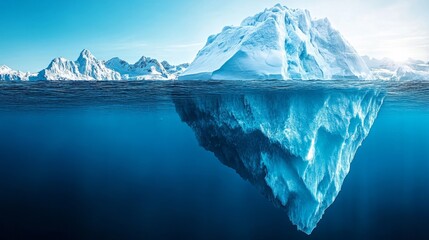 Obraz premium Majestic Iceberg Partially Submerged in Blue Ocean