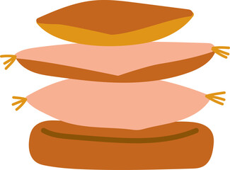 Hand drawn cute pillow stack warm autumn season