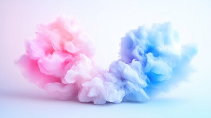 Obraz premium Vibrant, soft pink and blue ink clouds against a light background. A mesmerizing display of color mixing