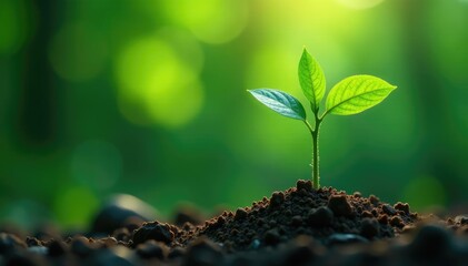 Delicate green sapling, slender stem, vibrant leaves , single, white background