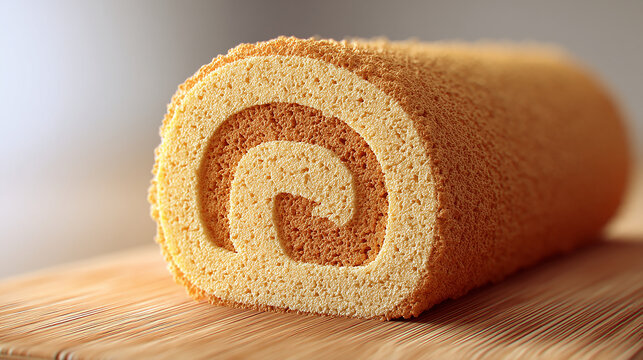 Japanese-style kinako roll cake sliced open simple b