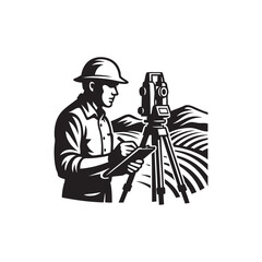 geological surveyor with theodolite 