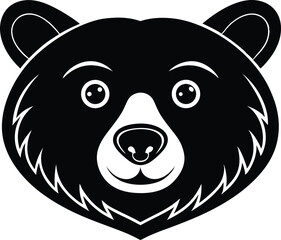 panda bear silhouette vector icon, panda bear vector illustration, panda bear cartoon, cute bear face on white background.