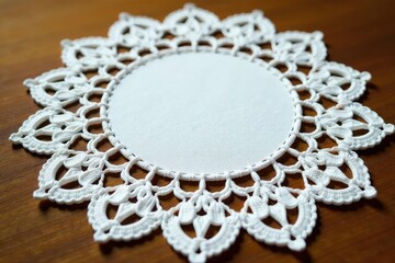 Obraz premium Intricate floral lace doily, delicate white threads, pattern, vintage, craftwork