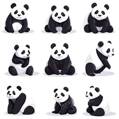 panda, animal, vector, transparent background, various types