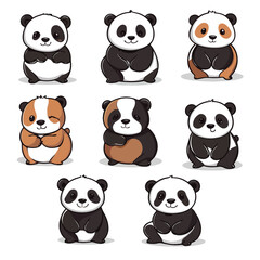 Obraz premium panda, animal, vector, transparent background, various types