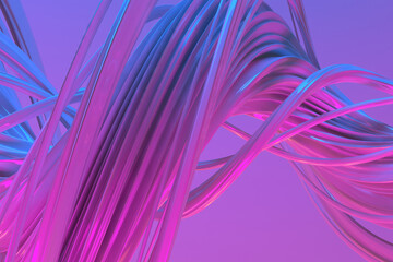 Abstract flowing lines with neon colors and fluid motion. 3d render