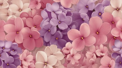 Colorful floral pattern featuring pink and purple blossoms in a vibrant arrangement.