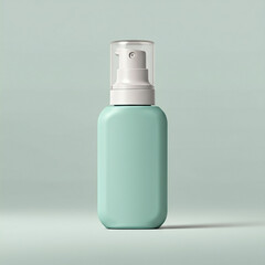 Minimalist skincare cosmetic bottle with pastel color design placed on a clean white background with soft natural shadows. Elegant and fresh beauty concept