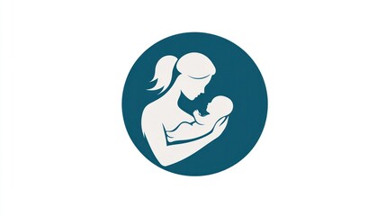 Mother and Baby Icon, Teal Circle (1)