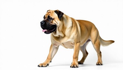 Obraz premium Majestic mastiff, powerful stance, white background, canine, breed