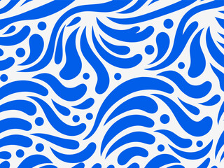 Abstract Organic Blue and Cream Seamless Pattern - Modern Flat Design.