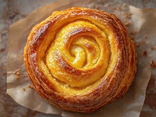 product mockup of single pastry, top view, minimalist for e-commerce