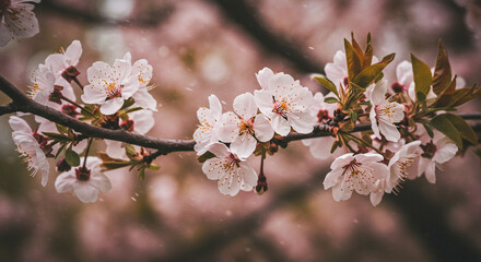 Obraz premium Delicate Spring Blossoms soft petals gentle breeze soft light dreamy pastel tones