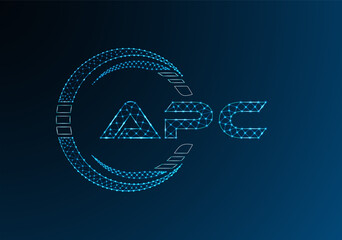 APC low poly letter logo vector design. APC lower poly logo design.