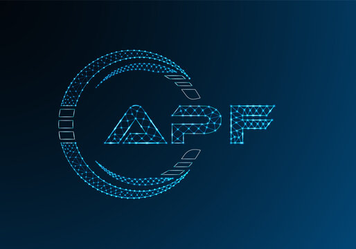 APF low poly letter logo vector design. APF lower poly logo design.