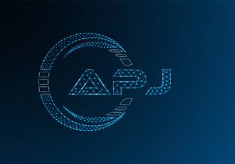 APJ low poly letter logo vector design. APJ lower poly logo design.