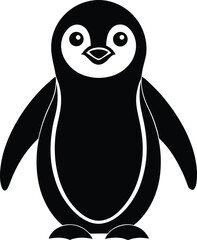 cute penguin silhouette vector icon, vector illustration of a penguin, vector illustration of a cartoon penguin, penguin symbol icon on white background.