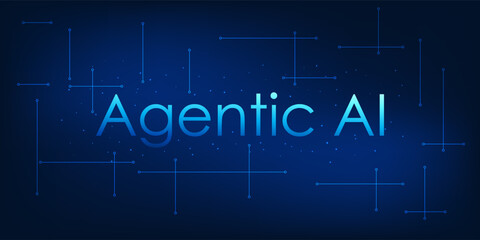 Agentic AI technology refers to artificial intelligence that has the ability to think and make decisions independently, and may appear as a futuristic interface or a semi-human form.
