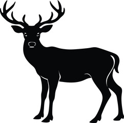 deer silhouette icon, cute deer face symbol icon, head of deer, deer head silhouette, deer head silhouette vector icon, deer head vector illustration on white background.