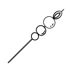 Dango japanese mochi sweet skewer outline drawing asian dessert food traditional japanese cuisine monochrome