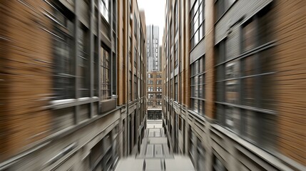 Urban alleyway perspective with motion blur.
