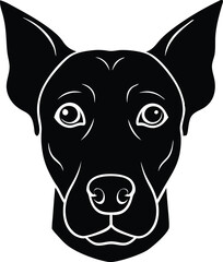 vector illustration of a dog, black and white dog silhouette icon, dog head vector symbol, sad, wow, angry reaction dog silhouette icon vector on white background.