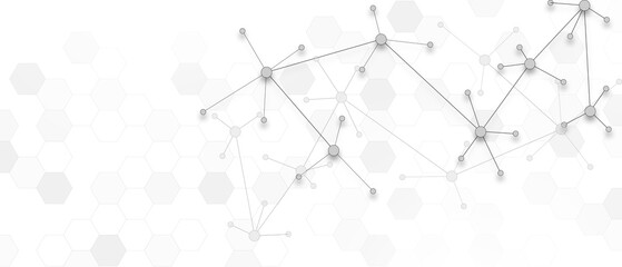 Molecular structure background and communication with connected lines and dots