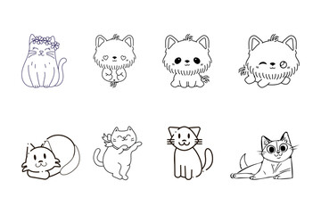Adorable Cat Collection: A charming collection of cute cat drawings, each showcasing unique personality and poses, offering a delightful visual feast for cat lovers.