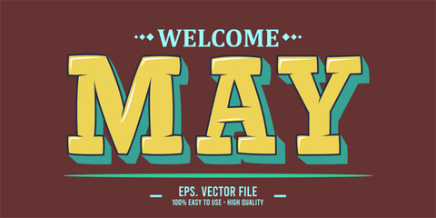 Welcome April Art typography design vector, retro vintage style.	