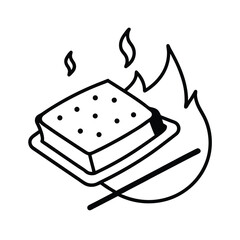 Smores vector illustration with marshmallow and fire for campfire dessert cooking theme