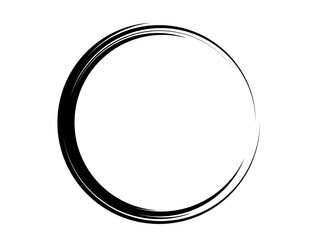 Grunge circle made of black paint. Grunge circle made of black ink using art brush. Marking element.