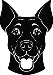 vector illustration of a dog, black and white dog silhouette icon, dog head vector symbol, sad, wow, angry reaction dog silhouette icon vector on white background.