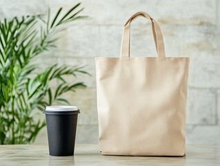 Eco Tote Bag & Coffee for Modern Setting.