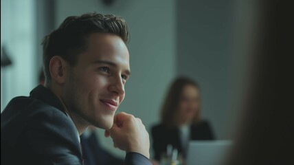 Men speaking at a meeting