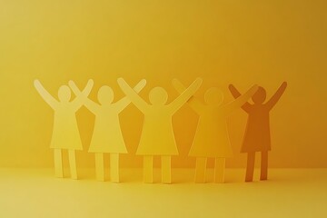 Happy Yellow Group Celebrating Teamwork