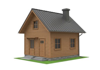 Wooden house model isolated on white background