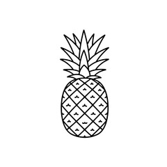 Pineapple icon in line art style for tropical concept, minimalistic design