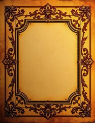 Aged paper texture with ornate frame and faded label design, shabby chic, antique label, border