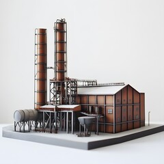 Industrial Factory Model with White Background. (2)
