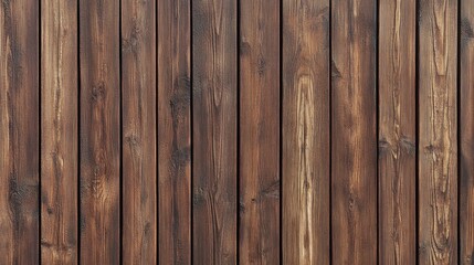 Fototapeta premium Dark brown wooden planks form a textured wall.