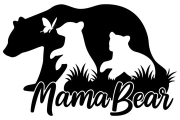 Mama bear - handwritten funny quote for t-shirt, print, mug, greeting card.