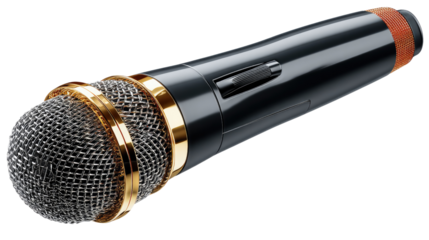 Studio Microphone: A high-quality, professional studio microphone, designed for capturing pristine audio, sits elegantly in a focused, well-lit studio setting, embodying the essence of vocal clarity.