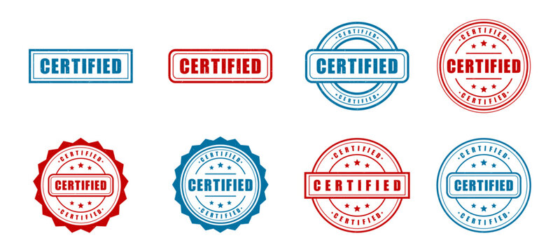 Set of certified stamps and seals. Vector