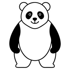 Fototapeta premium Black and White Panda Silhouette Icon, Cute Animal Clipart Design, Vector Panda Logo
