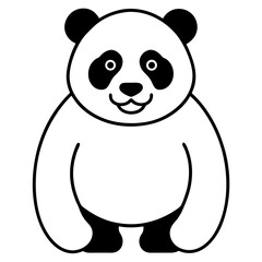 Black and White Panda Silhouette Icon, Cute Animal Clipart Design, Vector Panda Logo