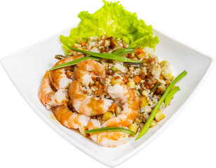 porridge with shrimp on a plate