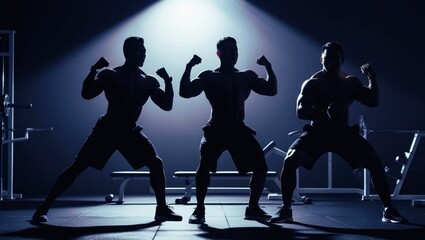 Silhouettes of body builders