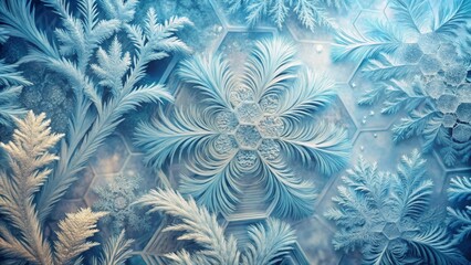 Intricate Frost Patterns on a Cold Window Pane Displaying a Stunning Array of Icy Crystal Structures