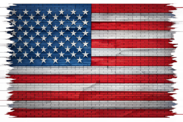 4th july american flag on transparent background